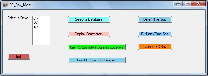 PC Spy Menu Interface